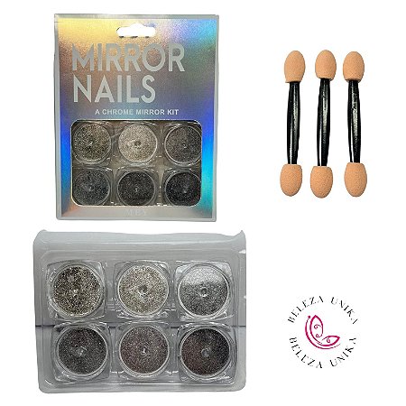 Pó cromado Kit com 06 unidades Prata