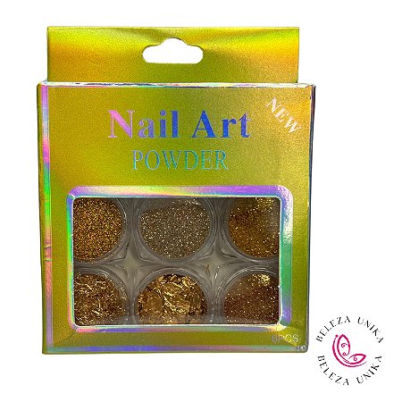 Glitter + Folha de ouro Kit com 6