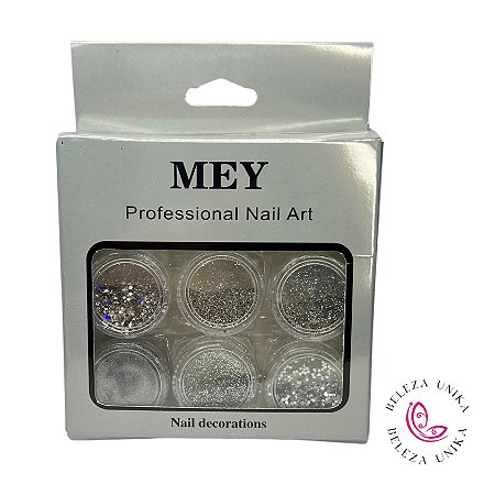 Glitter Flocado Kit com 6 unidades Pratas