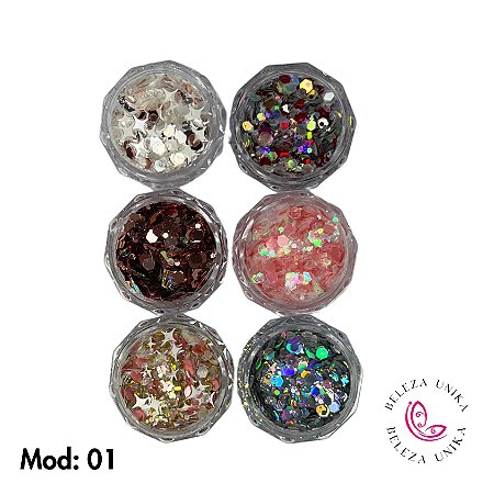 Glitter Flocado com 06 uni Modelo 01