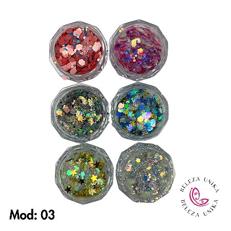 Glitter Flocado com 06 uni Modelo 03