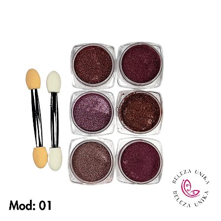 Pó cromado kit com 6 unidades modelo 01