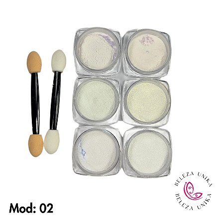 Pó cromado kit com 6 unidades modelo 02