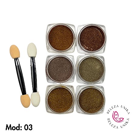 Pó cromado kit com 6 unidades modelo 03