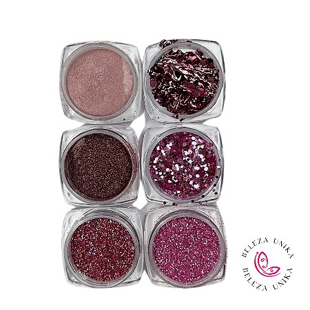 Kit de Glitter Rosas com 06 unidades