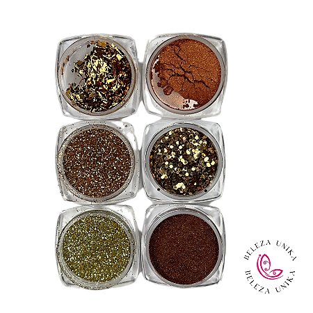 Kit de Glitter Dourados com 06 unidades
