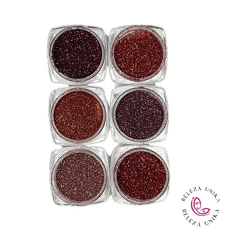 Kit de Glitter Vermelhos Finos com 06 unidades