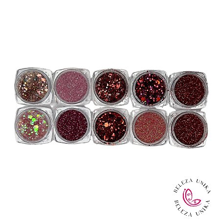 Kit Glitter Vermelhos com 10 unidades