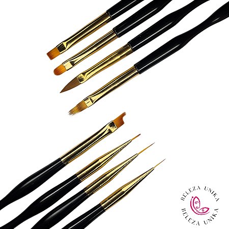 Pincel para Gel e decoração Kit com 4 unidades