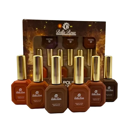Esmalte em Gel Bella Rosa Kit 06 unidades Tons Marrons