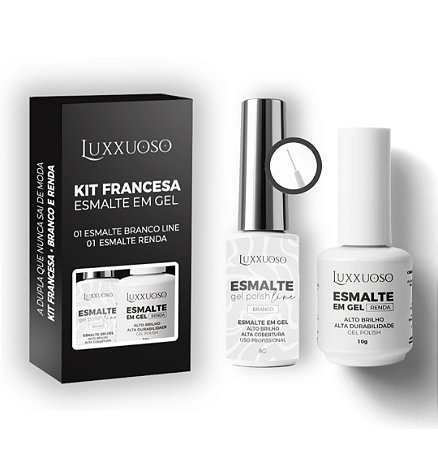 Kit Esmalte em Gel Francesinha Luxxuoso – Renda 10g + Branco Decorativo 8g