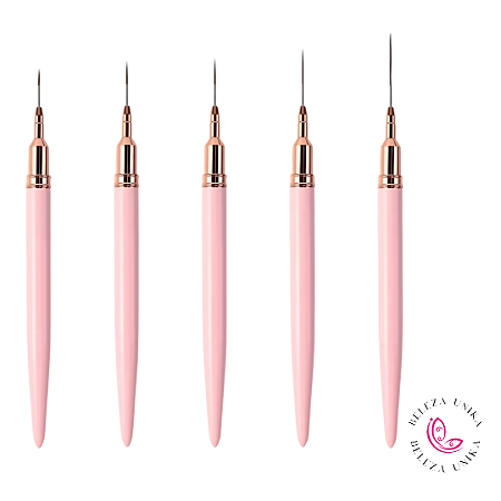 Kit de Pincel P/ Decoração de unhas com 5 und Rosa