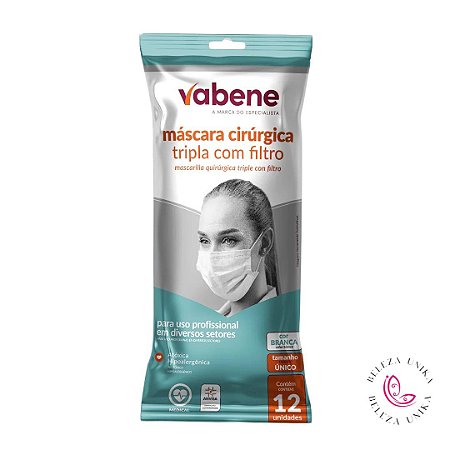 Máscara Tripla TNT Descartável Branca- Vabene