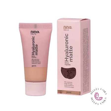Base Líquida  Hyaluronic Matte Cor 02 30ml - Nina Makeup