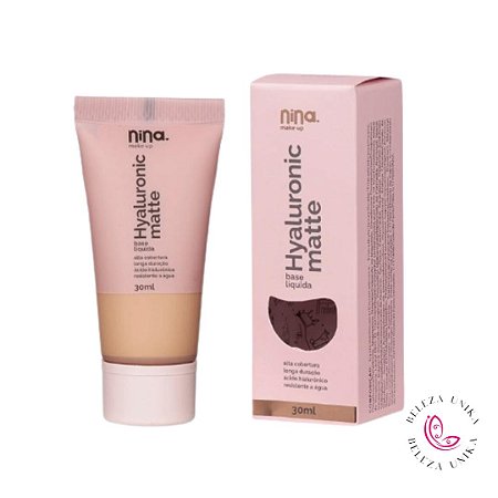 Base Líquida  Hyaluronic Matte Cor 03 30ml - Nina Makeup