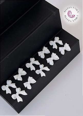 Laço 3D Branco para decoração pacote com 10 unidades