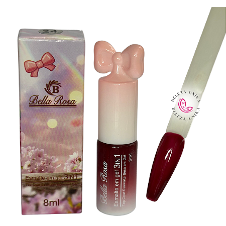 Esmalte em Gel 3 em 1 Bella Rosa 8ml cor 24