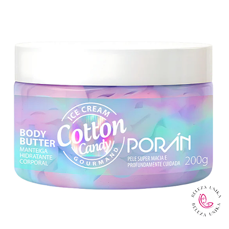 Manteiga Hidratante Corporal  200g Unicónio Body Butter Ice Cream Cotton  Candy Gourmand - Poran