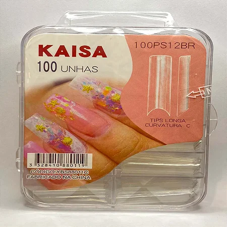 Tips Longa Curvatura C Transparente 100pçs - Kaisa