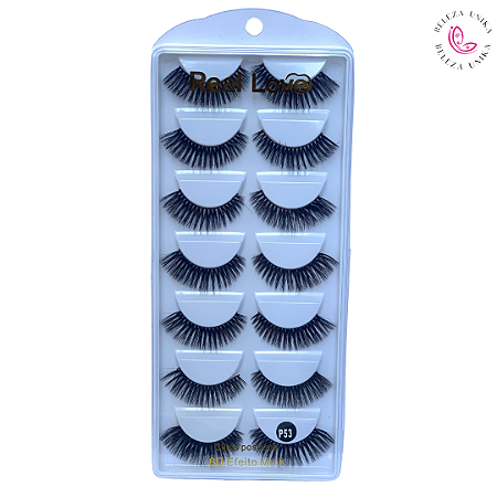 Cílios Postiços 6D Efeito Mink P53 7 Pares - Real Love