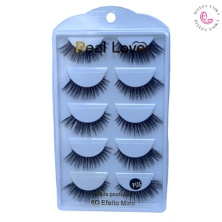 Cílios Postiços 6D Efeito Mink P126 5 Pares  - Real Love