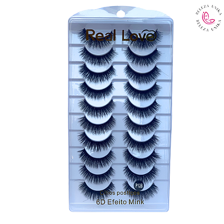 Cílios Postiços 6D Efeito Mink P126 10 Pares - Real Love