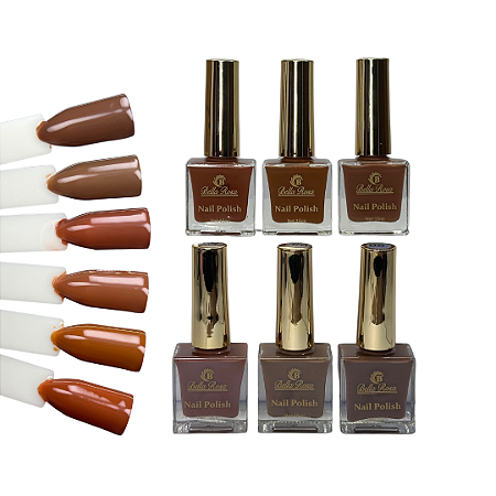 Esmalte Bella Rosa Coleção 06 Tons Marrons