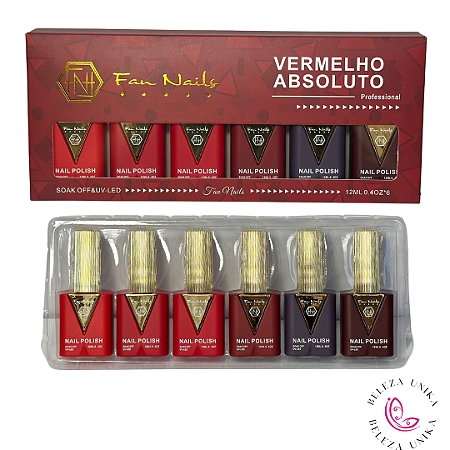 Kit Esmalte em Gel Vermelho Absoluto - Fan Nails