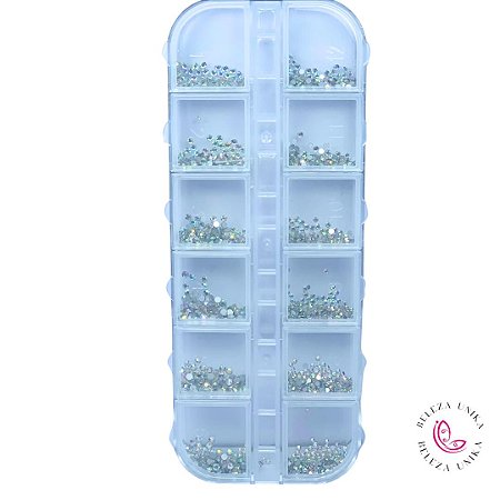 Strass Cartela com 12 divisões Furta Cor
