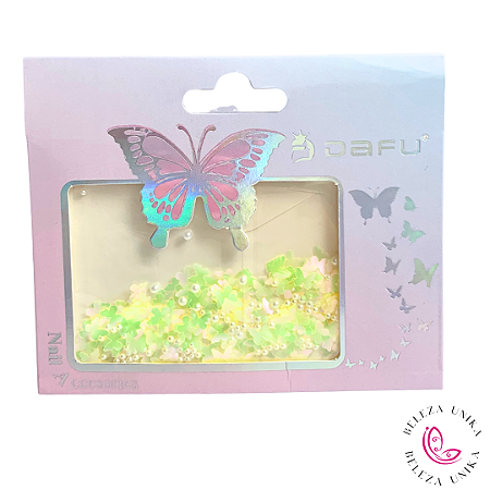 Decoração Borboleta Holográfica Amarela - Dafu