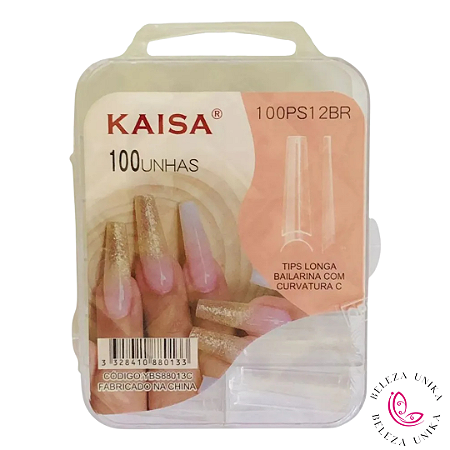 Tips Longa Bailarina com Curvatura C  Tranparente  - Kaisa