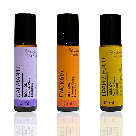 Trio de Blends Roll-on – Calma • Energia • Foco