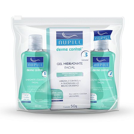 Kit Facial p/ Viagem Nupill Derme Control Sab + Gel + Loção