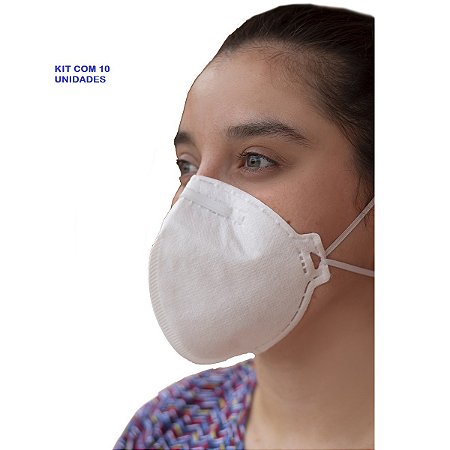 Kit com 10 Máscaras de Proteção Respiratória PFF2 Branca