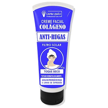 Creme Facial Colágeno Anti Rugas Capim Limão 40g