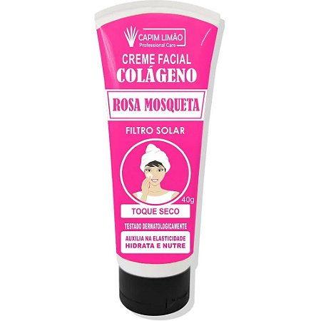 Creme Facial Colágeno Rosa Mosqueta Capim Limão 40g