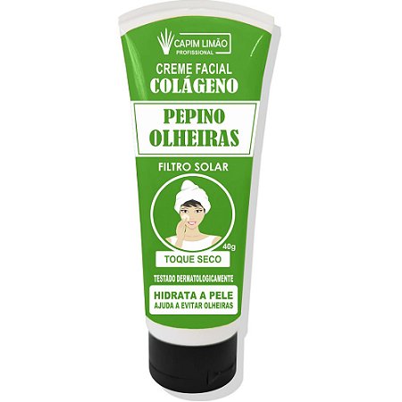 Creme Facial Colágeno Pepino Olheiras Capim Limão 40g