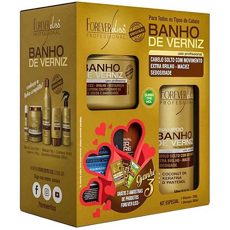 Kit Banho de Verniz Forever Liss com Shampoo 300ml e Máscara 250g