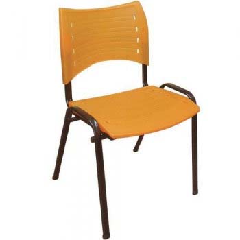 Cadeira ISO empilhável preta assento encosto laranja