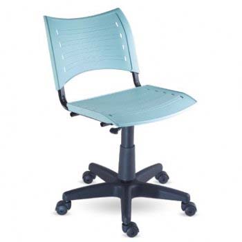 Cadeira ISO giratória preta assento encosto azul