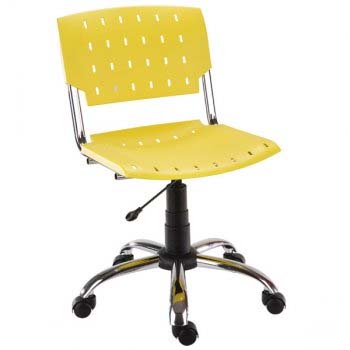 Cadeira Sigma giratória cromada polipropileno amarelo.