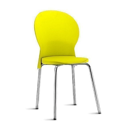 Cadeira Luna cromada amarelo limão