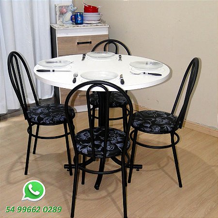 Conjunto de cozinha cadeiras em floral preto cinza