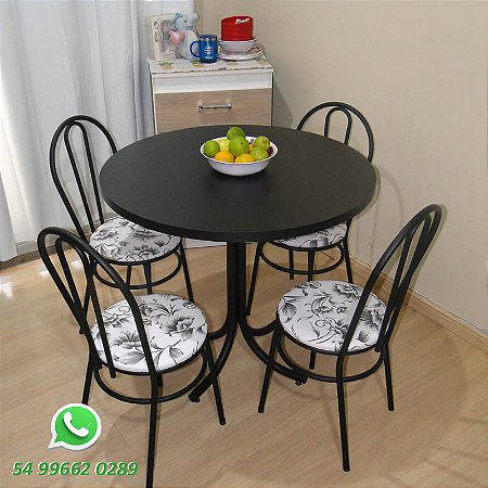 Conjunto de mesa redonda com quatro cadeiras