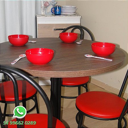 Conjunto mesa redonda e cadeiras para cozinha