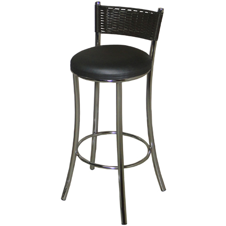 Banqueta alta cromada encosto em junco sintético