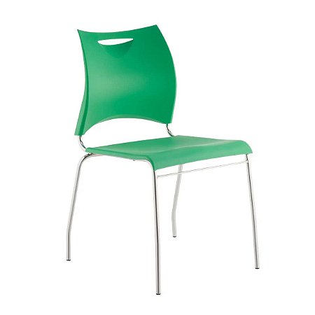 Cadeira One Cromada com Assento Verde