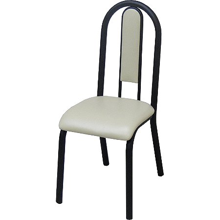 Cadeira de cozinha DO 442E pintura preto fosco estofado bége