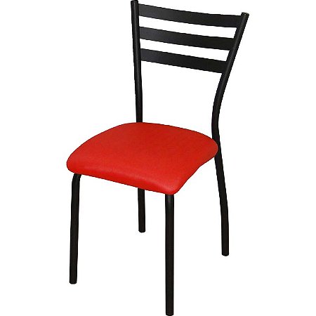 Cadeira sala de jantar DO 447E preto fosco assento vermelho