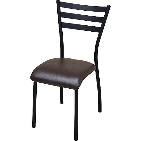 Cadeira de sala de jantar DO 447E preto fosco assento marrom